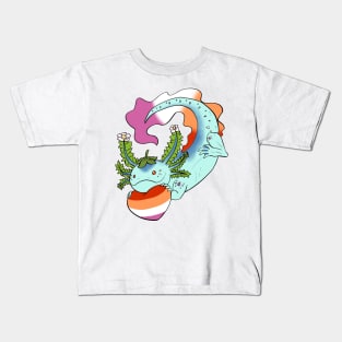 Lesbian Strawberry Axolotl Kids T-Shirt